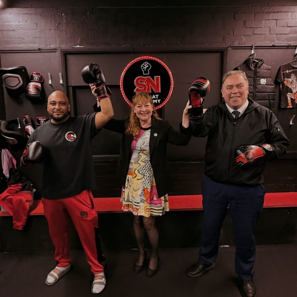 Sam Nankani with depty mayor Lynne Hale and Mayor of Croydon Jason Perry on the right